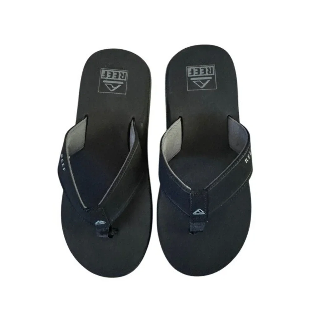 NWOT Reef Fanning Mens Black Grey Flip Flop Sandals Size 9